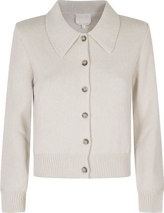 A.P.C. Beige Marie Ribbed Trim Wool-Cotton Cardigan