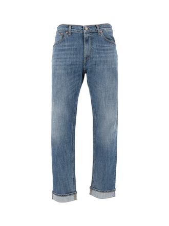 TELA GENOVA Cosmy Retro Mid-Blue Tapered-Leg Jeans