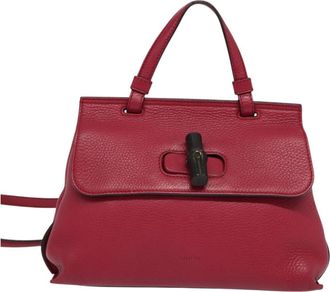 Gucci Bamboo Daily Top Handle Bag Leather Pink Leather Bag (Pre-Owned)