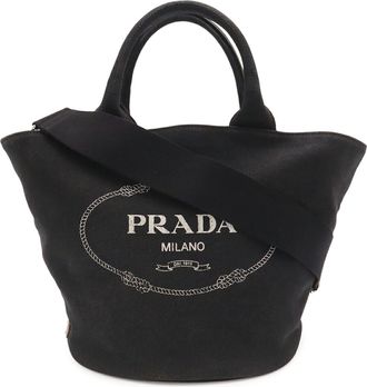 Prada Canapa Black Nero Canapa Leather Handbag Pouch Shoulder Bag Tote Bag (Pre-Owned)