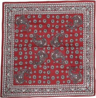 Dolce & Gabbana Rode Bloemen Katoenen Foulard Sjaal - Heren - Sjaals - Veelkleurig - ONE Size - Katoen - Accessoires
