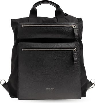 Giorgio Armani ASV Rugzak - Heren - Rugzakken - Zwart - ONE Size - Leer - Tassen