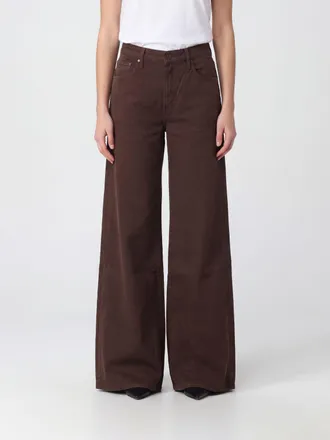 Mother Jeans a gamba larga e vita alta in denim di cotone stretch