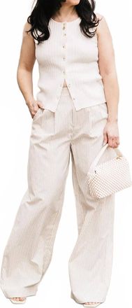 Astr Striped Wide Leg Pants In White/brown