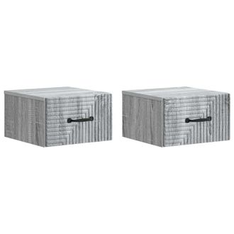 vidaXL Mesita De Noche De Pared 2 Pcs Gris Sonoma 34,5 X 33 X 20 Cm Vidaxl