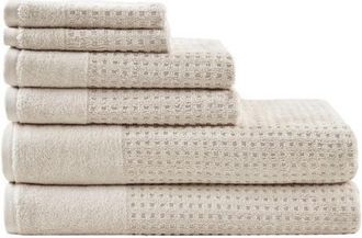 Home Outfitters Grey 100% Cotton 6pcs Bath Towel Set, Absorbent, Bathroom Spa Towel, Modern/Contemporary