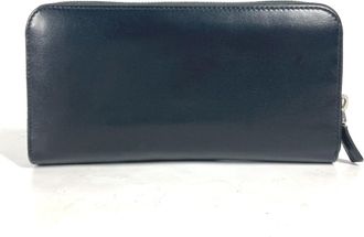 Prada Black Blue Leather Long Wallet (Bi-Fold) (Pre-Owned)