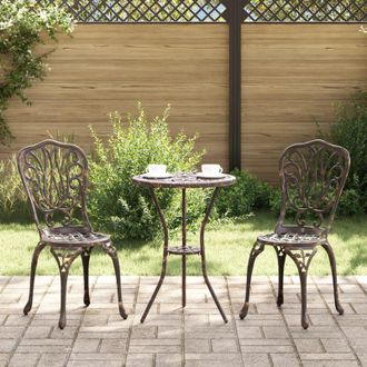 vidaXL Set Bistro da Giardino 3 pcs Bronzo Alluminio - Vidaxl