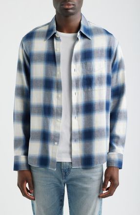 Madewell Teamkit Flannel Button-Up Work Shirt in Fade Plaid at Nordstrom, Size Xx-Large