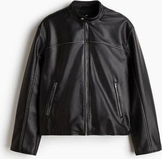 H&M Coated Racer Jacket in Black at Nordstrom, Size Xx-Large