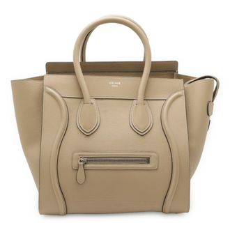 Celine Beige Leather Handbag Tote Bag (Pre-Owned)