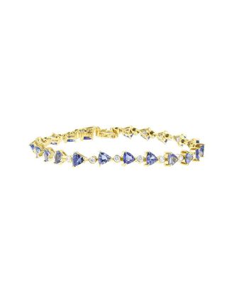 House of Brilliance Haus Of Brilliance Colorful Gemstones 14K 8.31 Ct. Tw. Diamond & Lab-Grown Tanzanite Link Bracelet