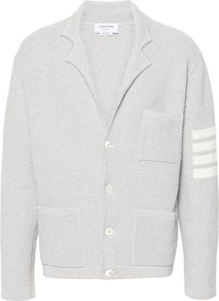 Thom Browne notched-lapels drop-shoulder cardigan - Grey