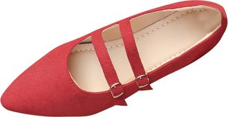 Generic Womens Flats Pointed Toe Ballet Shoes Stylish Casual Breathable Comfortable Classic Lightweight with Strap Slip On Knit Ballet Flats Daily Red