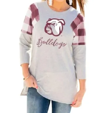 Gameday Couture Mississippi State University Get In Check Tunic In Grey/red