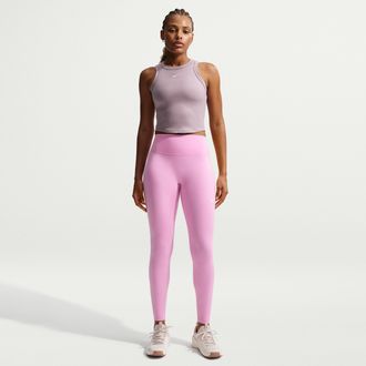 Nike Womens One Seamless Front High-Waisted Full-Length Leggings in Pink | HJ9195-621