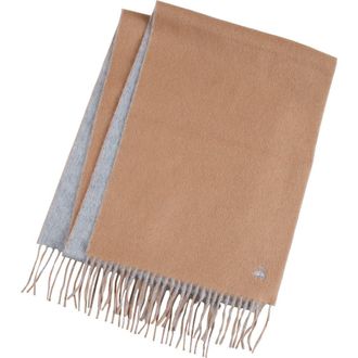 Brooks Brothers Twill Wool & Cashmere Blend Fringe Scarf in Camel/Heather Grey at Nordstrom Rack
