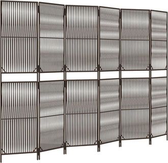 vidaXL Room Divider 6 Panels Brown Poly Rattan Vidaxl