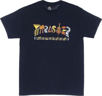 Thrasher Navy Logo Tee Korte Mouw Katoen - Heren - T-shirts - Blauw - XL - Katoen - Tops