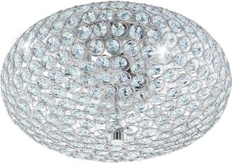 Loops Flush Ceiling Light Colour Chrome Plated Shade Clear Crystal Bulb E27 2x60W