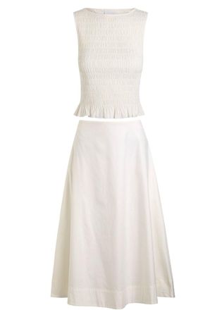 Reformation Laguna Stretch-cotton top and Midi Skirt set - White - 12 (UK16 / XL)