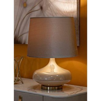 Dmora L&aacute;mpara de mesa Delejnska, Luz de escritorio, Luz de oficina, L&aacute;mpara de trabajo, 35x35 h51 cm, Blanco perla - Dmora