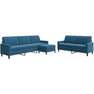 vidaXL Vidaxl - Juego De Sof&aacute;s Con Cojines 3 Piezas Terciopelo Azul