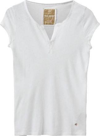 Mos Mosh Klassieke V-hals Tee - Ecru - Dames - T-shirts - Wit - L - Katoen - Tops