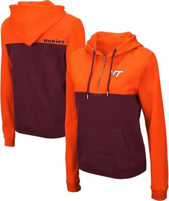 Colosseum Womens Colosseum Orange/Maroon Virginia Tech Hokies Aidan Lightweight Half-Zip Hoodie at Nordstrom, Size Xx-Large