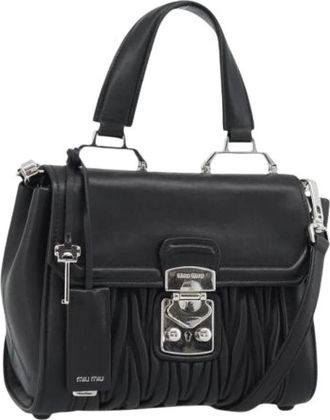 Miu Miu Pre-owned Hand Bag - Dames - Vintage Handtas - Zwart - ONE Size - Leer - Vintage