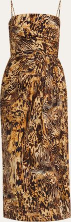 Adam Lippes Cari Abstract-Print Draped Ankle Dress