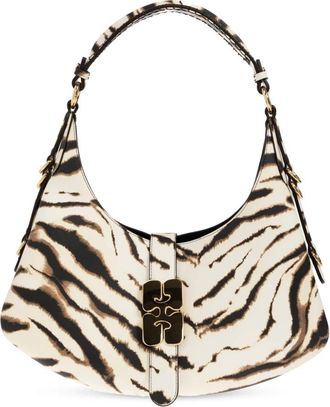 Ganni Animal Print Bag - Dames - Schoudertassen - Bruin - ONE Size - Leer - Tassen