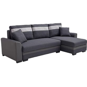 Vente-Unique Divano letto con angolo reversibile in Tessuto e Similpelle Antracite - GIANY II