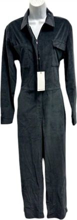 Rivet Utility Womens Big Wig Corduroy Long Sleeve Jumpsuit In Grey