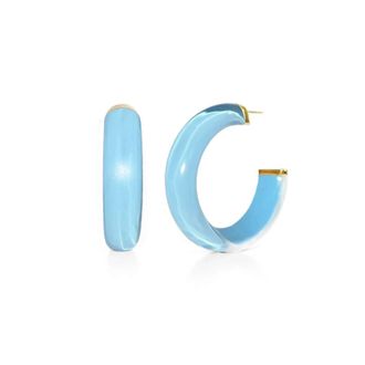 Gold & Honey Womens Small Illusion Lucite Hoop Earrings In Ice Blue