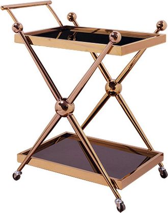 Fifty Five South Design Servierwagen Novo Ii Roségold aus rostfreiem Stahl 84 x 73 cm