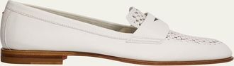 Santoni Luce Woven Leather Penny Loafers