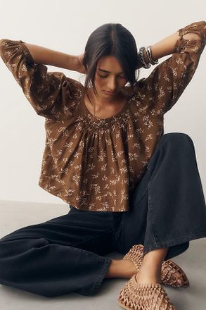 Pilcro Smocked Babydoll Top