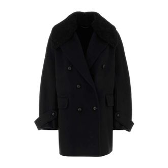 Ermanno Scervino Double-Breasted Coats, female, Black, Size: 2XS Cappotto Doppio Petto