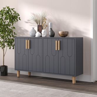 Dmora Aparador Venerina, Alacena 2 Estantes, 4 Puertas, 4 Compartimentos, 120x30x74h Cm Negro Antracita
