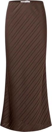 Sams&oslash;e & Sams&oslash;e Satijnen Maxirok - Dames - Maxi Rokken - Bruin - XS - Satijn - Rokken