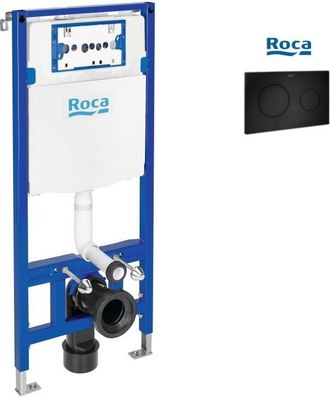 Roca Roca - Bastidor Duplo One, Pack Cisterna Empotrada Y Pulsador Pl10 Negro Mate