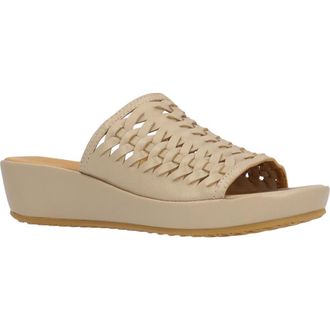 L'Amour Des Pieds Cyra Platform Wedge Slide Sandal in Platino at Nordstrom, Size 8.5