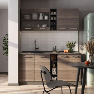 Vicco Cocina Vers&aacute;til R-line, Gris Noble/antracita, 160 Cm, Et Roble