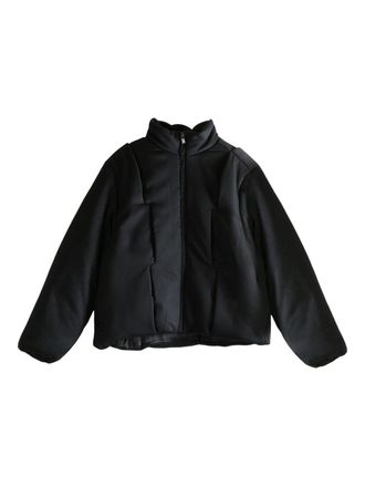Ader Error Boxy Black Panelled Jacket With High Collar And Zipper Closure