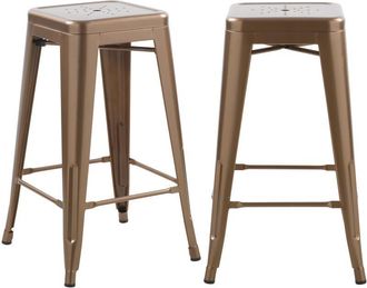 Rendez-Vous D&eacute;co Rendez-vous D&eacute;co - Set De 2 Taburetes Para Isla De Cocina En Metal Cobre Mate 66 Cm - Indus