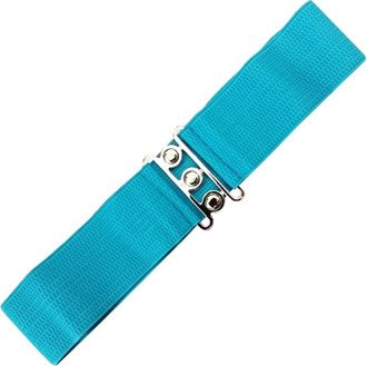 Banned Retro Vintage 1950s Elasticated Wide Nurse Belt - Teal Blue (Medium - UK 10-16)