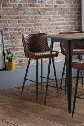 Julian Bowen Luxe Diamond Quilted Upholstered Bar Stool (Set of 2) in Brown