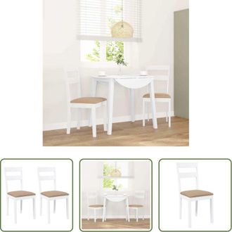 vidaXL vidaXL Sedie in legno - Sedie da Pranzo con Cuscini 2 pz Bianco Legno Massello di Hevea