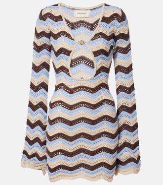 Bananhot Rey striped knitted cotton-blend minidress